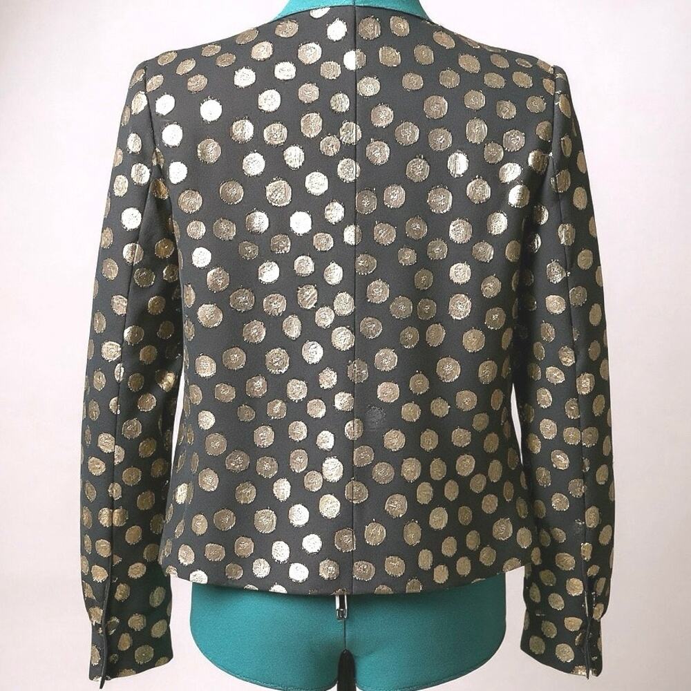 For Love & Lemons Lottie Tie Front Blouse Black Gold Metallic Dot Size M - Picture 3 of 6